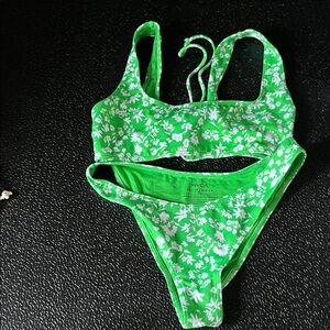 RVCA Green and White Floral Bikini